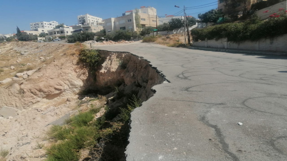 انهيارات في شارع الجبل الجبل الأخضر في محافظة جرش. (المملكة)
