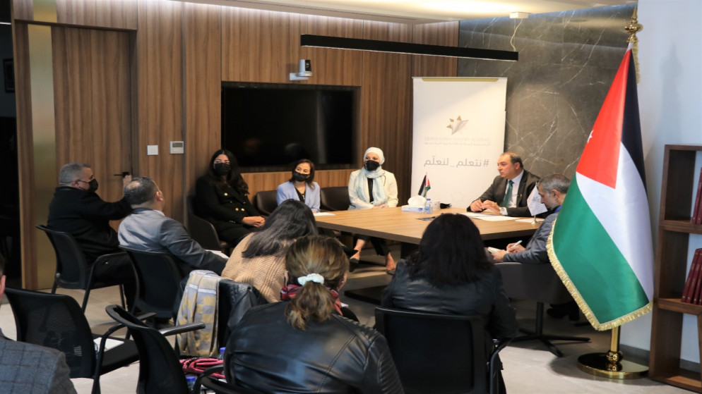 خلال المؤتمر الصحفي حول حصول أكاديمية الملكة رانيا لتدريب المعلمين، على الاعتماد الأكاديمي الدولي لبرنامج الدبلوم المهني في التعليم من مجلس اعتماد برامج إعداد المعلمين. (أكاديمية الملكة رانيا لتدريب المعلمين)