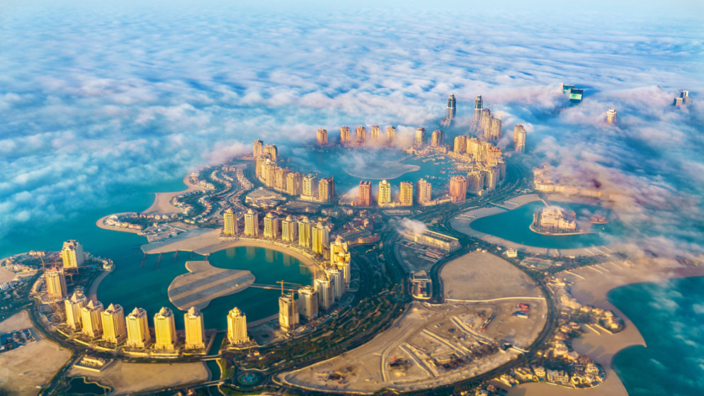 منظر جوي لجزيرة اللؤلؤة في الدوحة. (shutterstock)