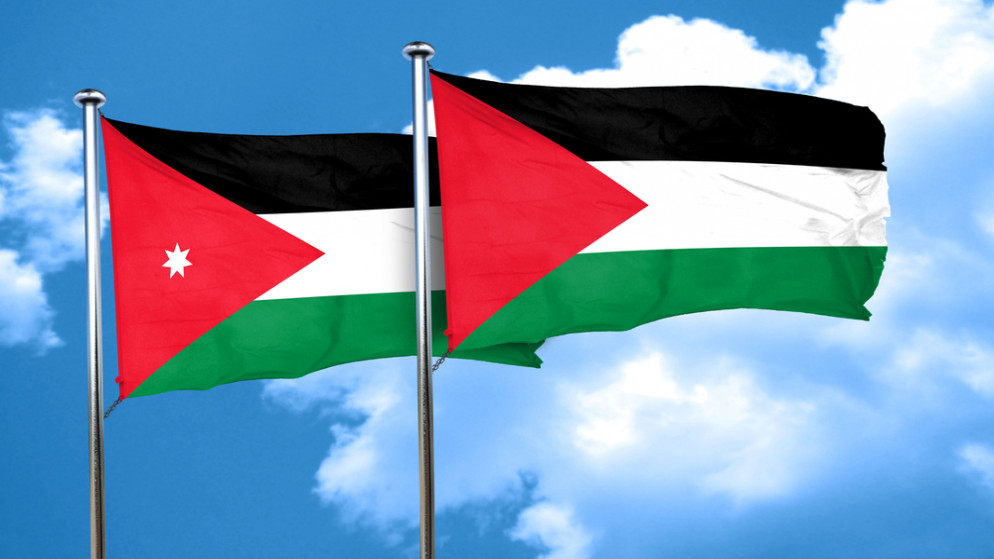 العلمين الأردني والفلسطيني.(shutterstock)
