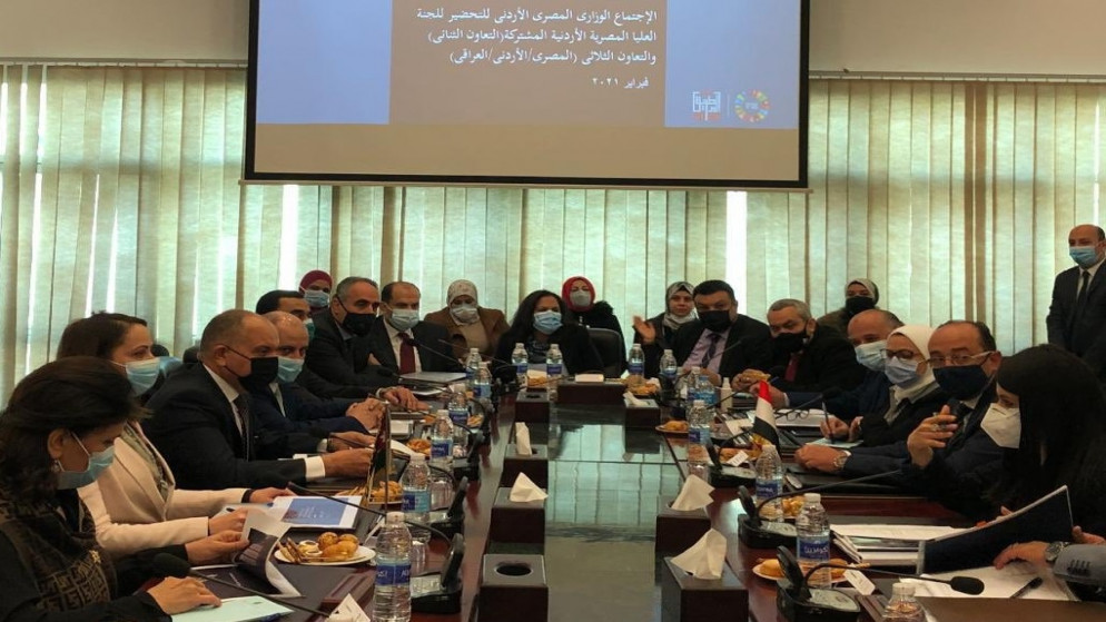 جلسة تنسيقية على مستوى وزاري أردني- مصري، للتحضير لاجتماعات اللجنة العليا الأردنية المصرية المشتركة. (صفحة السفير الأردني في مصر على تويتر)