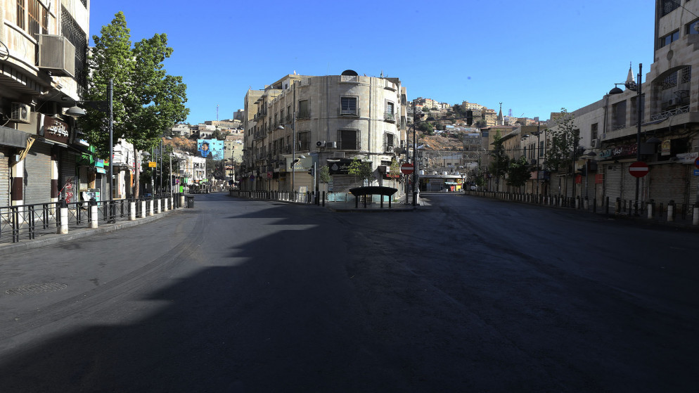 منطقة وسط البلد في عمان خلال حظر تجول شامل. (صلاح ملكاوي / المملكة)