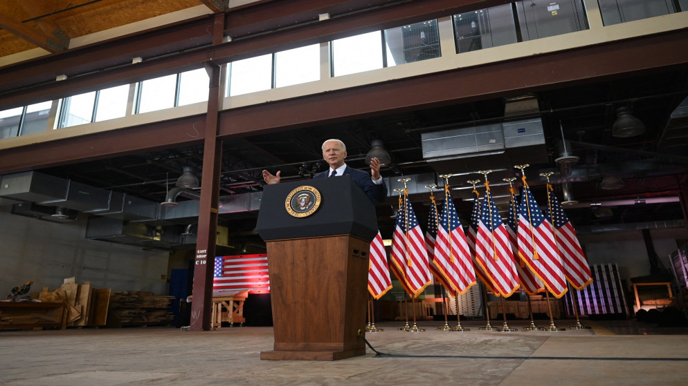 الرئيس الأميركي جو بايدن يتحدث في بيتسبرغ. بنسلفانيا. 31 آذار/مارس 2021.