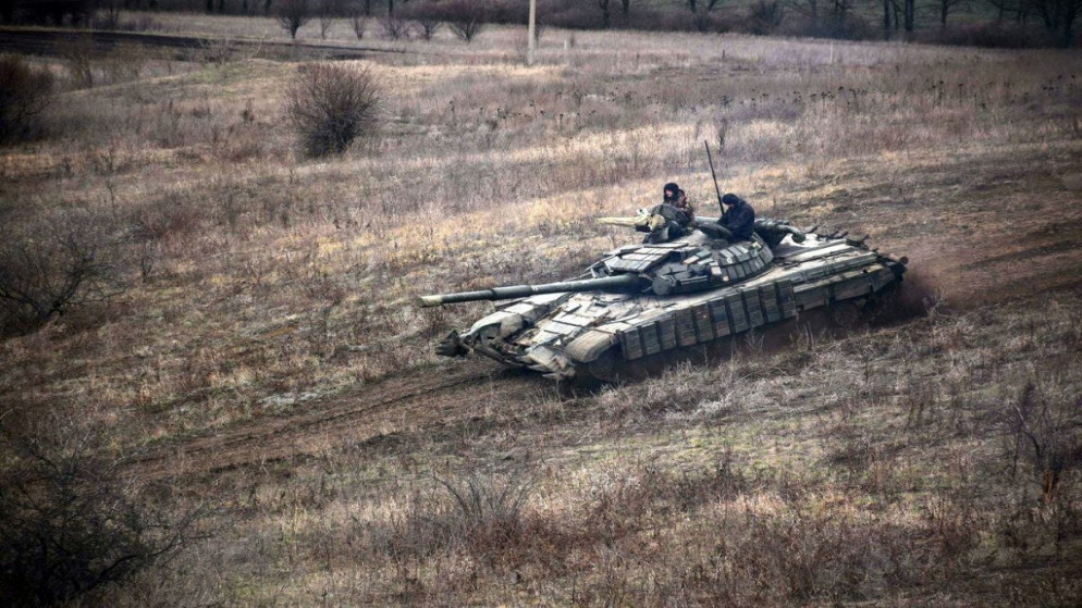 القوات المسلحة الأوكرانية تشارك في مناورات دبابات في منطقة دونباس، 18 أبريل 2021. (أ ف ب)