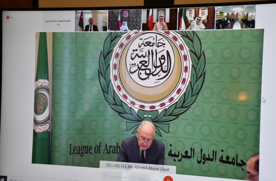 الدورة الافتراضية غير العادية التي عقدها مجلس جامعة الدول العربية على المستوى الوزاري. (وفا)
