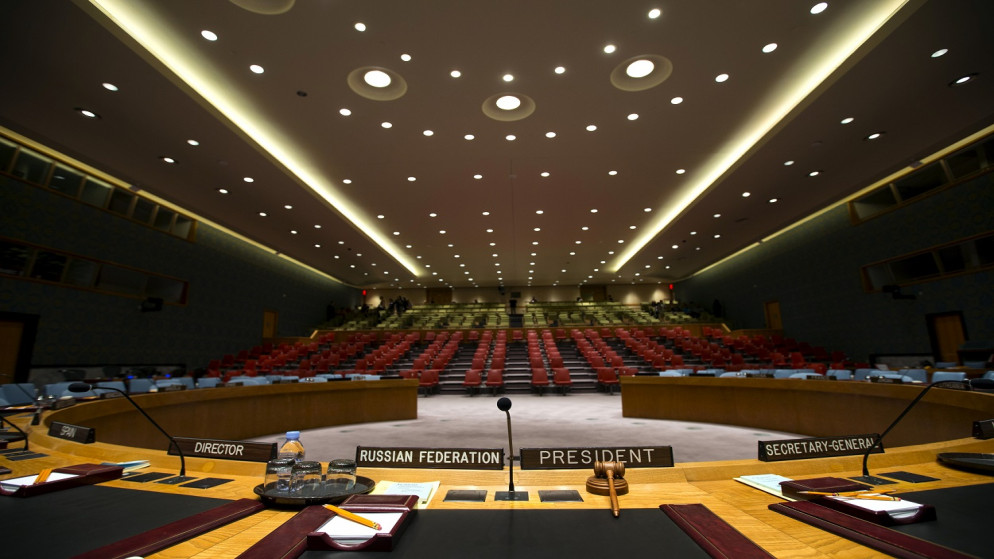 قاعة مجلس الأمن في مقر الأمم المتحدة في نيويورك. (رويترز)