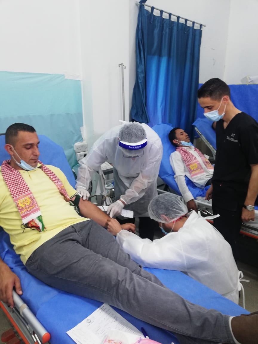 حملة تبرع بالدم لصالح مستشفى الشفاء في غزة. (القوات المسلحة الأردنية)