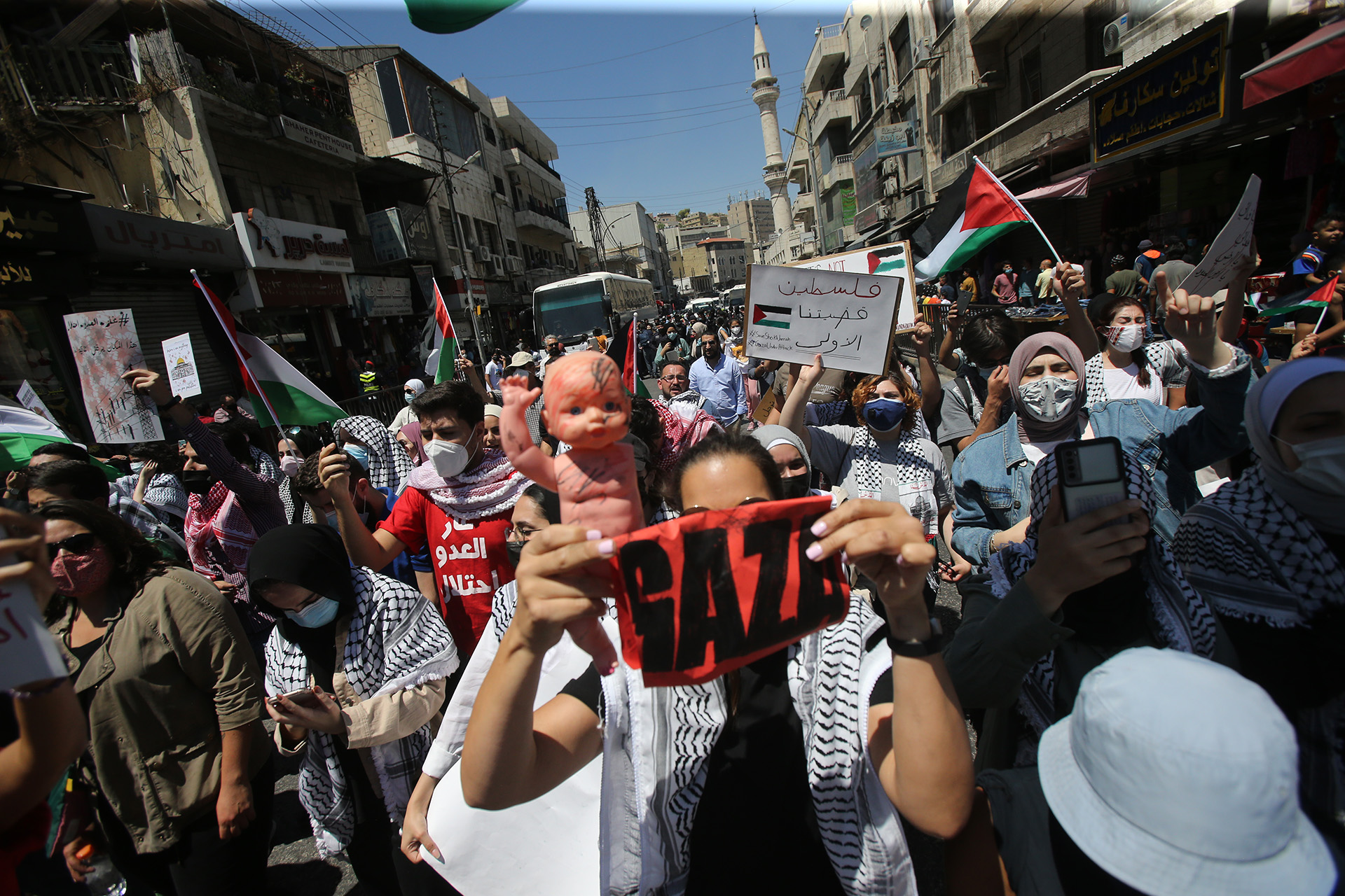 مسيرة تضامنية مع الشعب الفلسطيني في وسط البلد بعمان.14/5/2021.(صلاح ملكاوي/المملكة)
