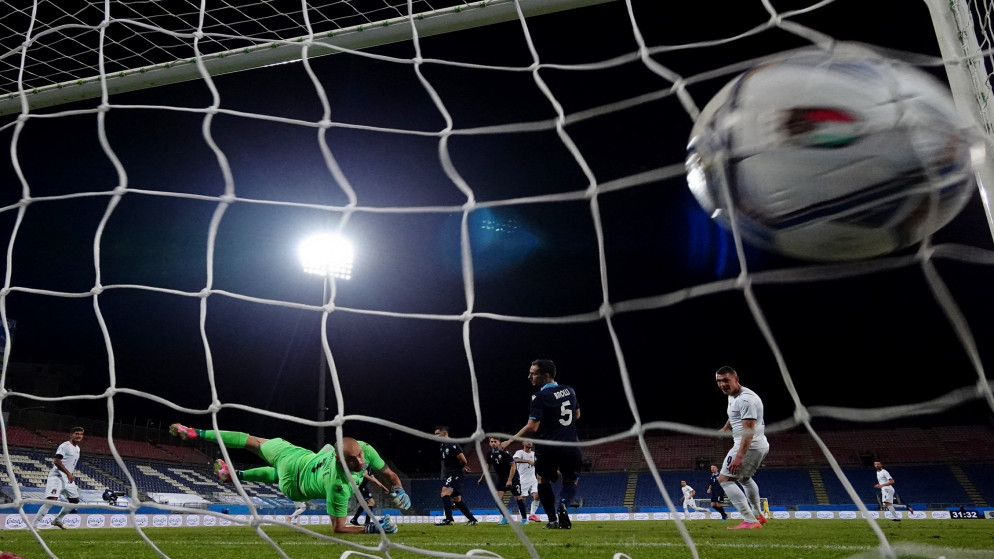 الهدف السادس الذي سجله الإيطالي ماتيو بوليتانو، 28/5/2021. (رويترز / ألبرتو لينجريا)