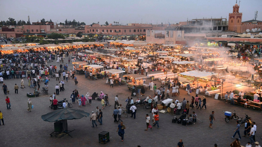 منظر عام لميدان جامع الفناء الشهير في مراكش. (أ ف ب)