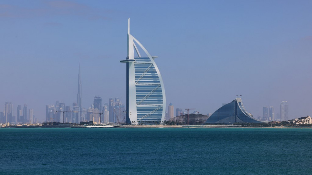 برج العرب في دبي. 22 يناير/كانون الثاني 2021. (أ ف ب)