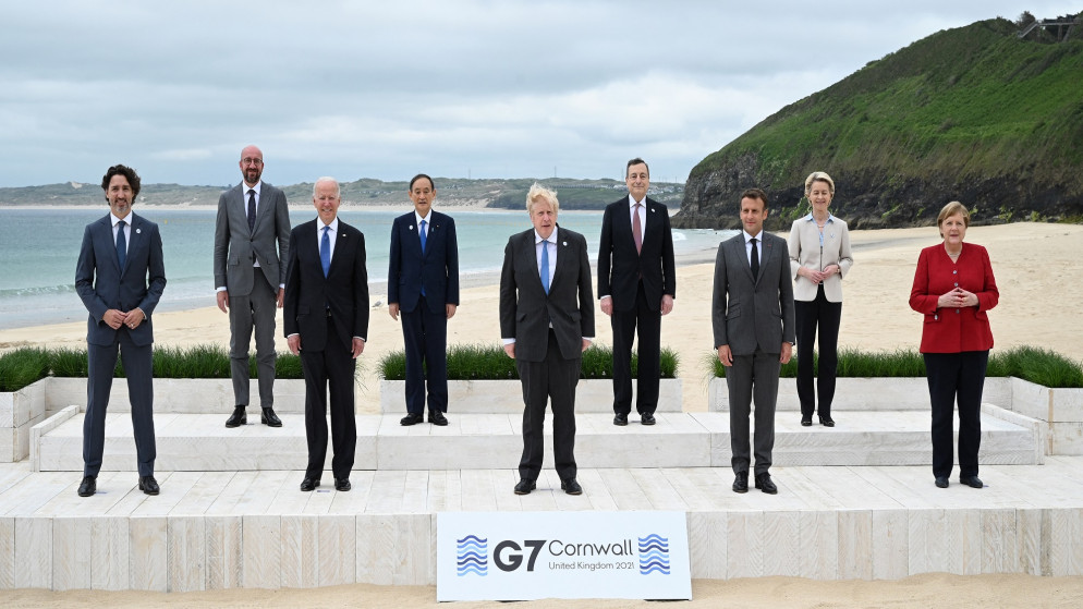 قادة دول مجموعة السبع في خليج Carbis كورنوال. في 11 يونيو 2021. (أ ف ب)