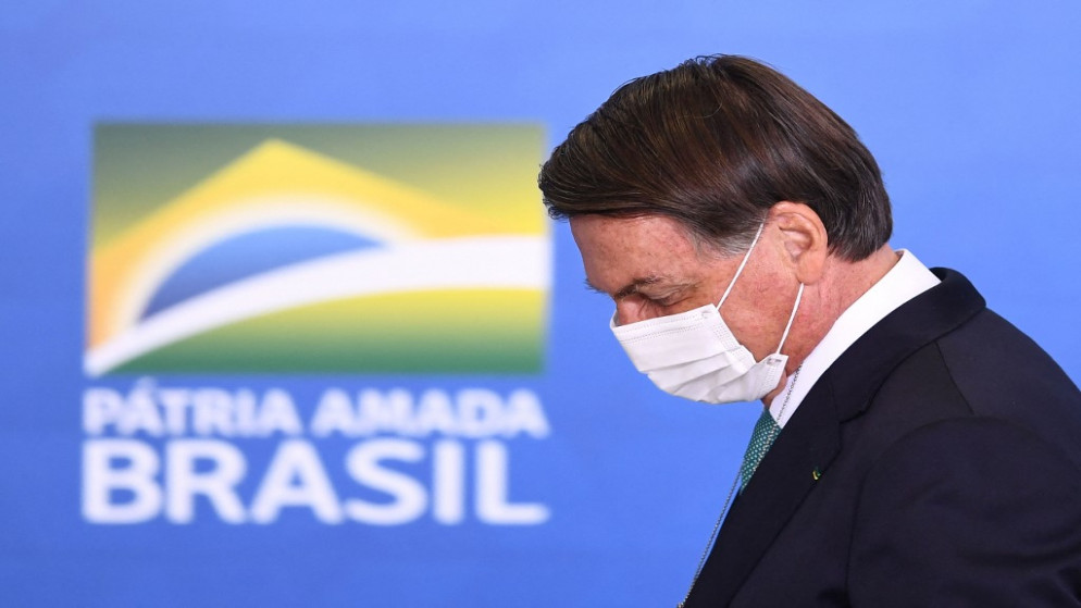 الرئيس البرازيلي جاير بولسونارو في قصر بلانالتو في برازيليا. 01/06/2021. (أ ف ب)