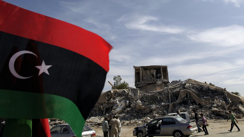 صورة تظهر العلم الليبي. (أ ف ب)