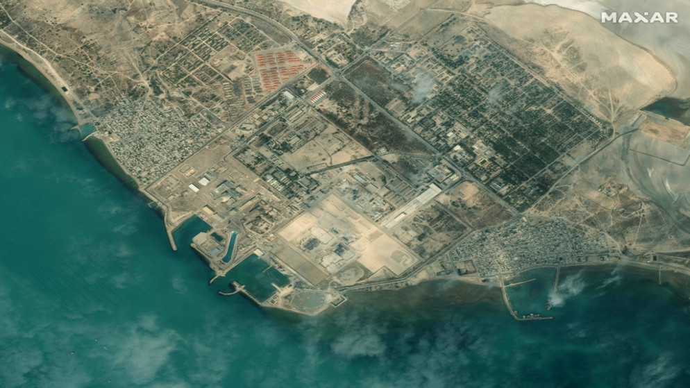 صورة بالأقمار الاصطناعية عن محطة بوشهر للطاقة النووية في إيران. (أ ف ب)