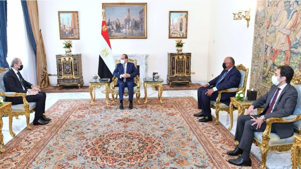 الرئيس المصري عبدالفتاح السيسي يستقبل نائب رئيس الوزراء وزير الخارجية أيمن الصفدي. (صفحة وزير الخارجية أيمن الصفدي)
