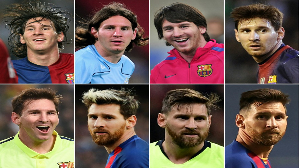 صور لمختلف مراحل اللاعب الأرجنتيني ليونيل ميسي مع برشلونة. (أ ف ب)