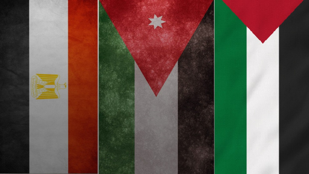 أعلام الأردن وفلسطين ومصر. (shutterstock)