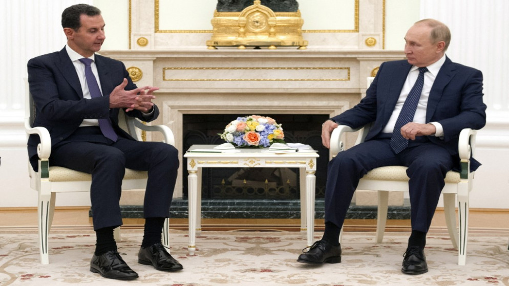 الرئيس السوري بشار الأسد (يسار) والرئيس الروسي فلاديمير بوتين (يمين) في موسكو. (أ ف ب)