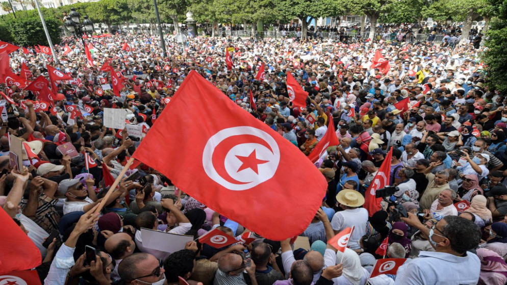 احتجاجات في العاصمة التونسية تونس .26 سبتمبر 2021. (أ ف ب)