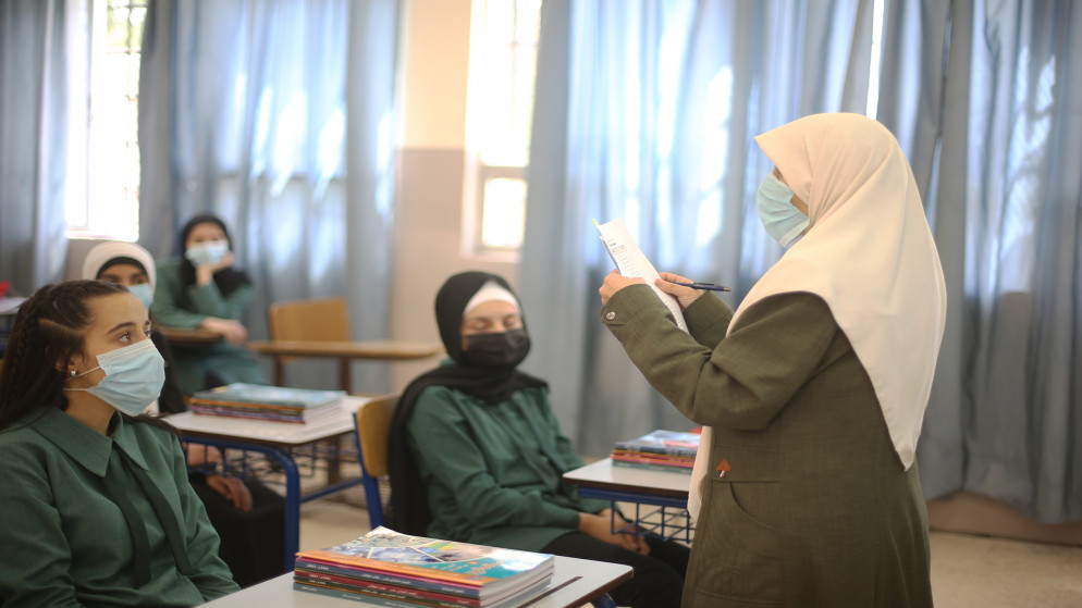 صورة من داخل غرفة صفية خلال عودة طلبة إلى التعليم الوجاهي. (صلاح ملكاوي/ المملكة)