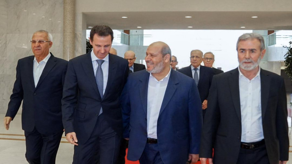 لقاء وفد من حركة حماس مع الرئيس السوري بشار الأسد خلال زيارته إلى دمشق. 19 تشرين الأول/أكتوبر 2022. (وكالة الأنباء السورية "سانا")