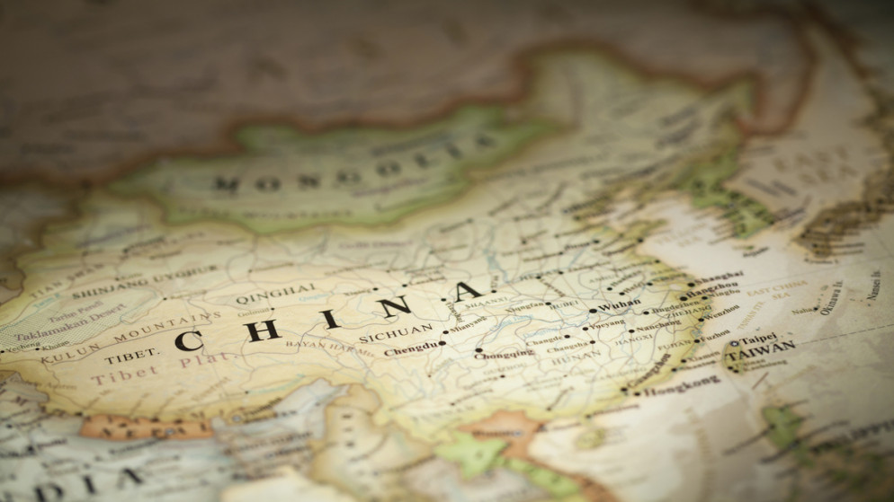 الصين على خريطة العالم.(shutterstock)