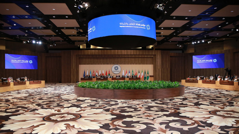 اجتماع مؤتمر بغداد للتعاون والشراكة في دورته الثانية المنعقدة في البحر الميت. (أ ف ب)