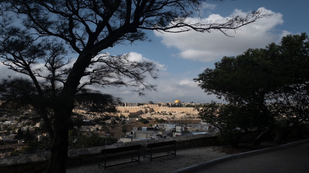 منظر عام لمدينة القدس المحتلة تظهر فيه قبة الصخرة في المسجد الأقصى. (وفا)