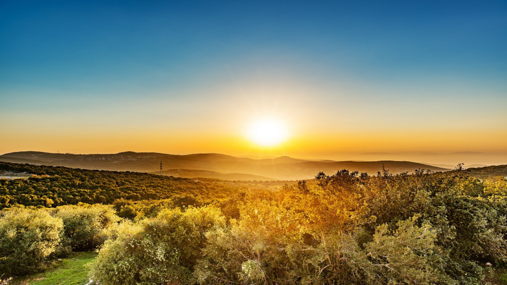 غروب الشمس في محافظة عجلون شمالي الأردن. (shutterstock)