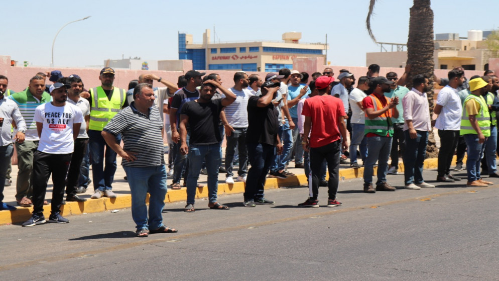 وقفة احتجاجية لموظفي موانئ العقبة للمطالبة بتوفير إجراءات السلامة في أماكن العمل. 29/06/2022. (نزار الصرايرة/المملكة)