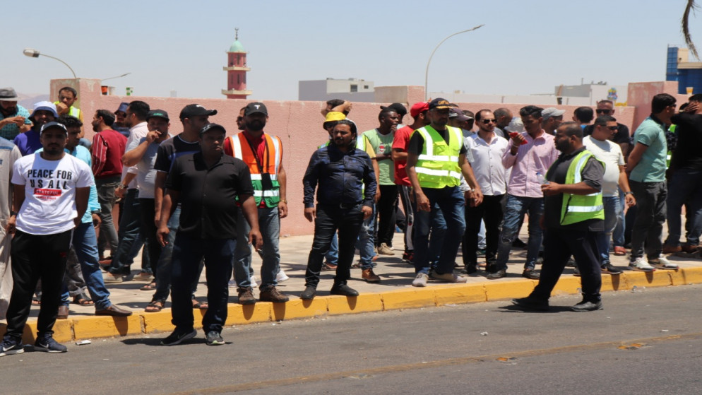 وقفة احتجاجية لموظفي موانئ العقبة للمطالبة بتوفير إجراءات السلامة في أماكن العمل. 29/06/2022. (نزار الصرايرة/المملكة)