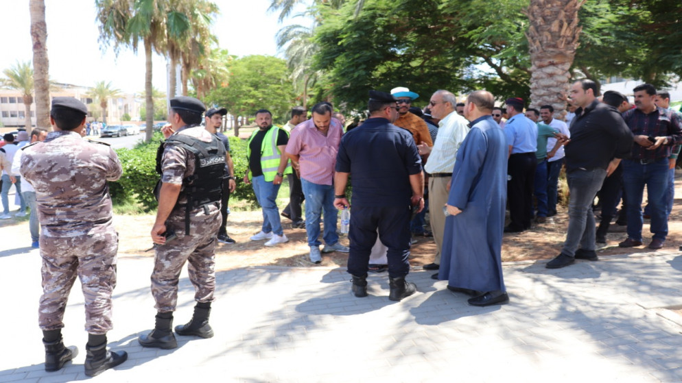 وقفة احتجاجية لموظفي موانئ العقبة للمطالبة بتوفير إجراءات السلامة في أماكن العمل. 29/06/2022. (نزار الصرايرة/المملكة)