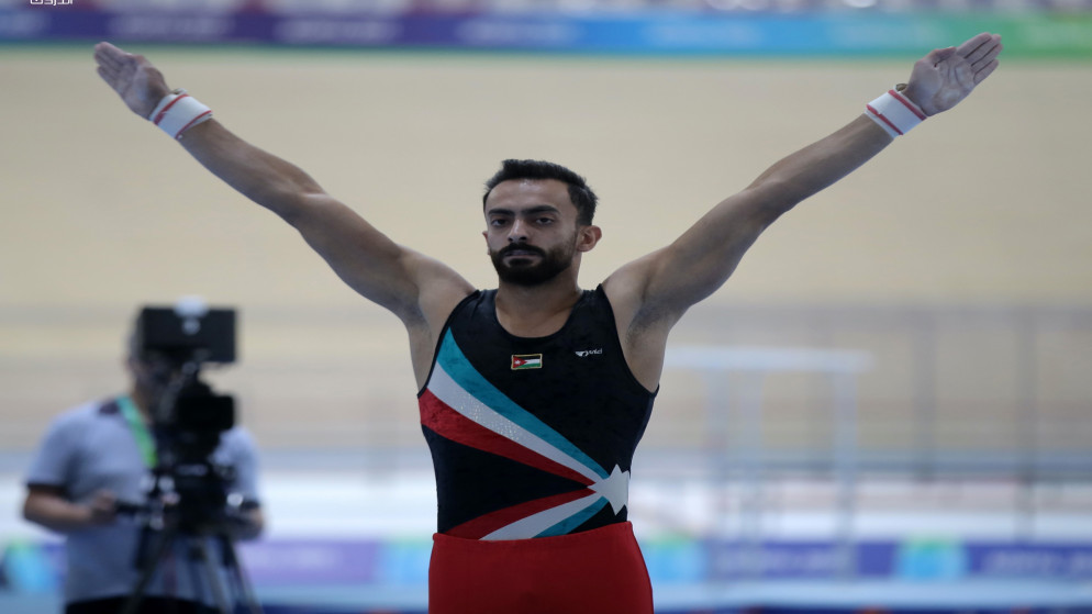 لاعب المنتخب الوطني للجمباز أحمد أبو السعود. (اللجنة الأولمبية الأردنية)