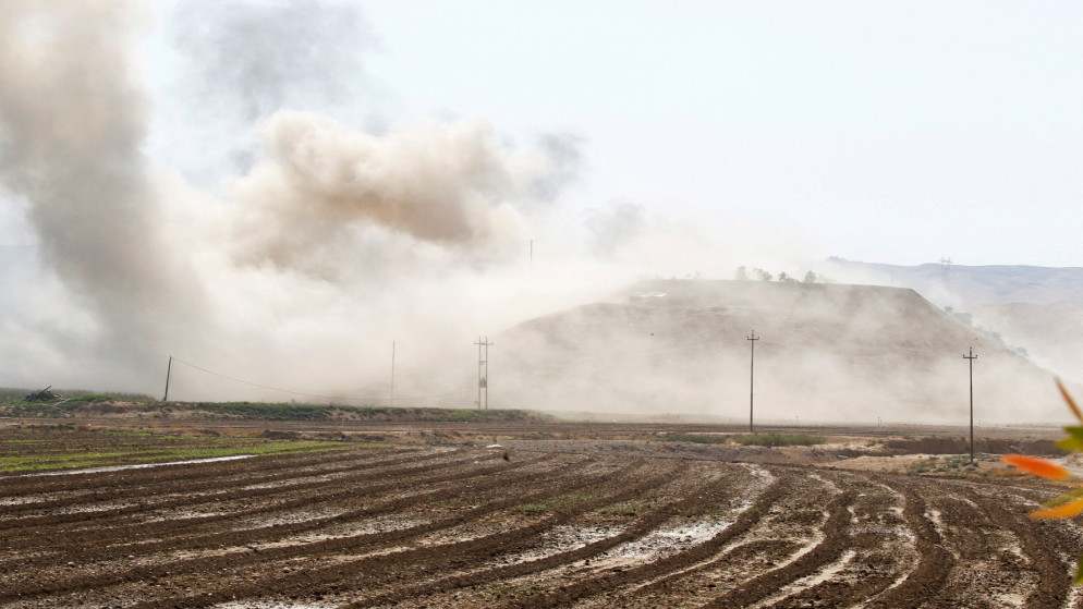 دخان يتصاعد من مقر حزب الحرية الكردستاني في كردستان العراق، العراق ، 28 أيلول/سبتمبر 2022. (رويترز)