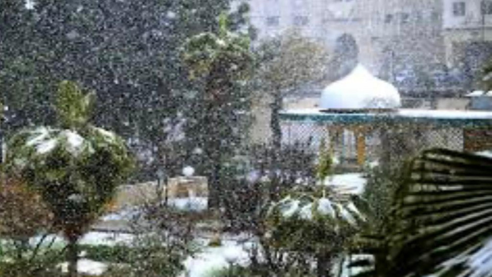 الجامعة الأردنية خلال تساقط للثلوج على مبانيها. 07/02/2023. (الجامعة الأردنية)