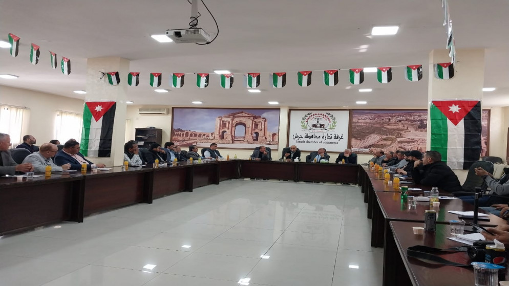 لقاء رئيس بلدية جرش الكبرى أحمد العتوم مع أعضاء غرفة تجارة جرش وتجار المحافظة. (المملكة)