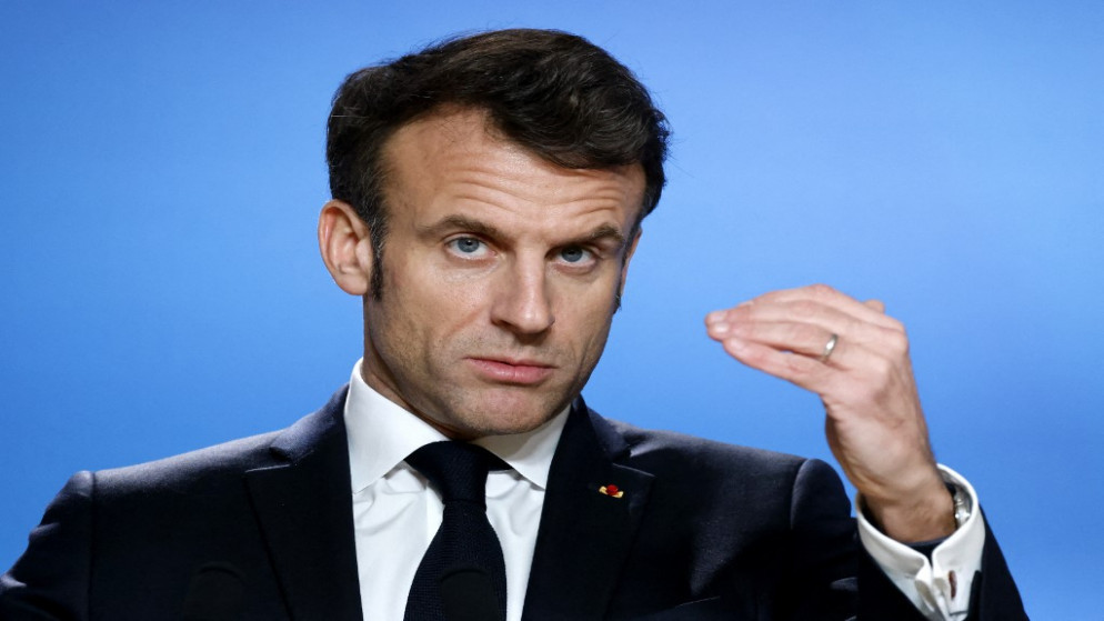 الرئيس الفرنسي إيمانويل ماكرون، 10 فبراير 2023. (أ ف ب)