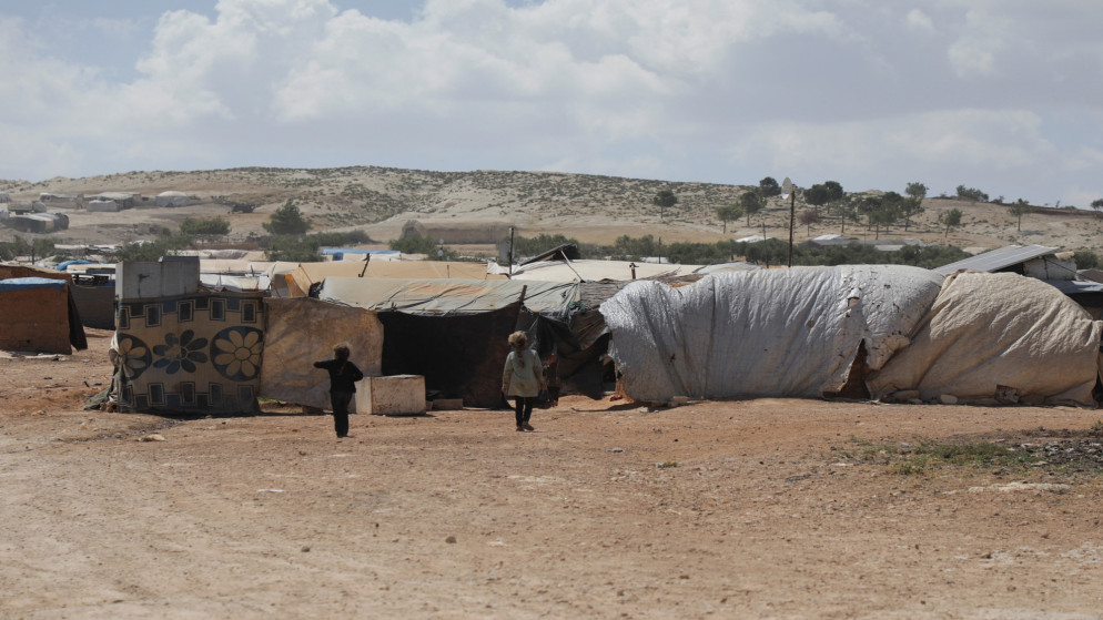 نازحون في مخيم حبات البركة في شمال حلب، 19 حزيران 2023. (رويترز)