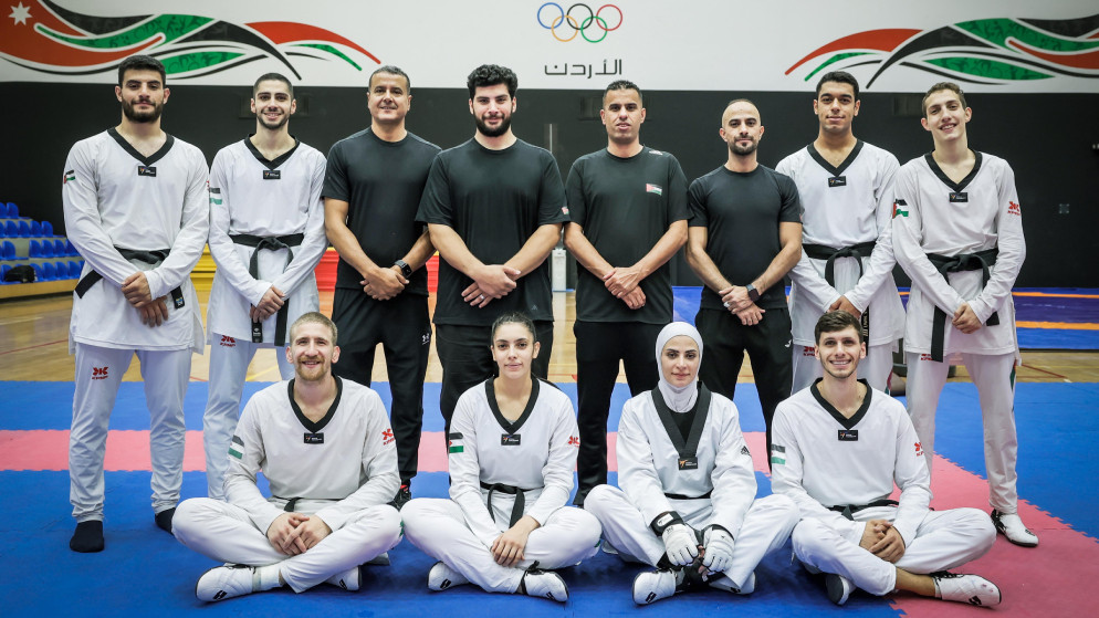 وفد المنتخب الوطني للتايكواندو المشارك بالنسخة 19 من دورة الألعاب الآسيوية. (اللجنة الأولمبية الأردنية)