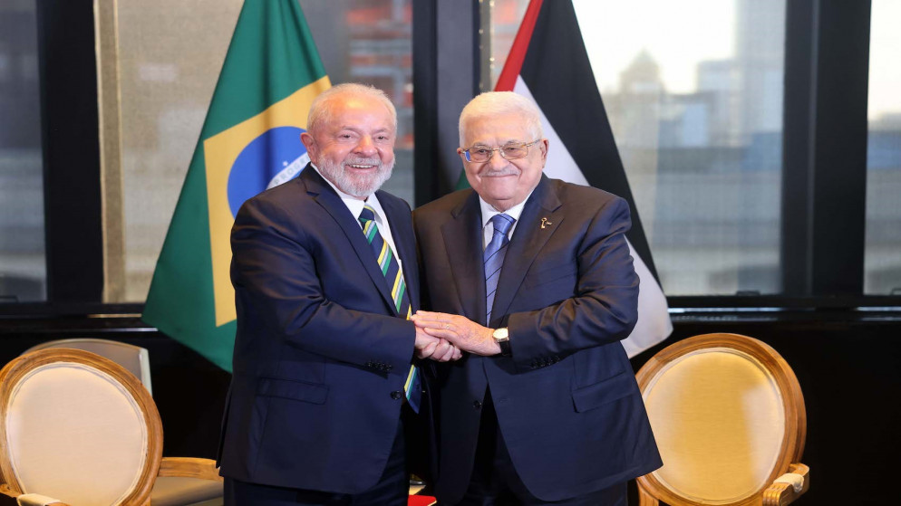 الرئيس الفلسطيني محمود عباس يجتمع مع نظيره البرازيلي في نيويورك.(وفا)