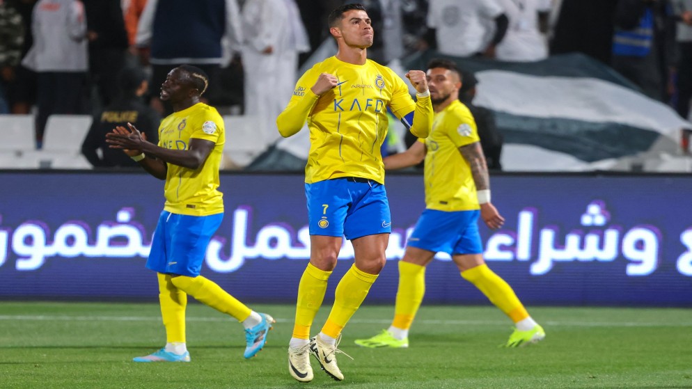 البرتغالي كريستيانو رونالدو بقميص نادي النصر السعودي. (أ ف ب)