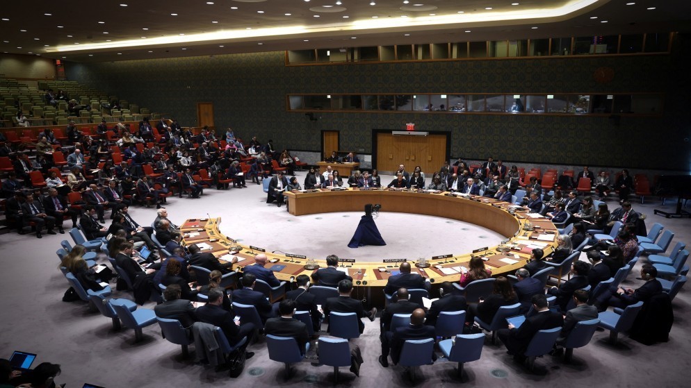 اجتماع سابق لمجلس الأمن لبحث وقف فوري لإطلاق النار الإنساني في غزة في مقر الأمم المتحدة في نيويورك. 20 شباط 2024. (رويترز)