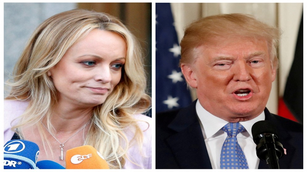 الرئيس الأميركي السابق دونالد ترامب والممثلة ستورمي دانييلز واسمها الأصلي ستيفاني كليفورد. (رويترز)