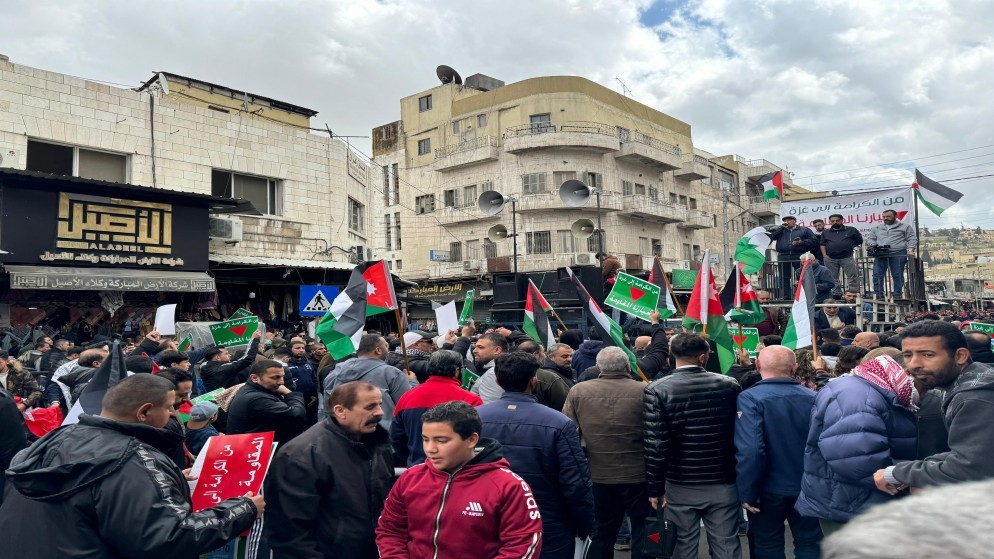 مسيرة تضامنية مع قطاع غزة بمنطقة وسط البلد في العاصمة عمّان. 22/3/2024. (المملكة)