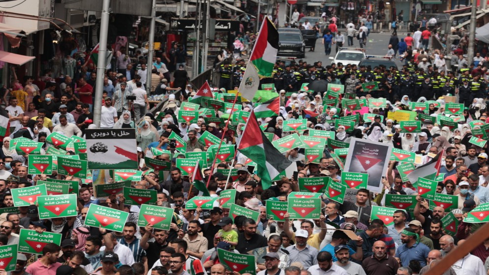 مسيرة في منطقة وسط البلد في عمّان، 26 نيسان/أبريل 2024. (صلاح ملكاوي/ المملكة)