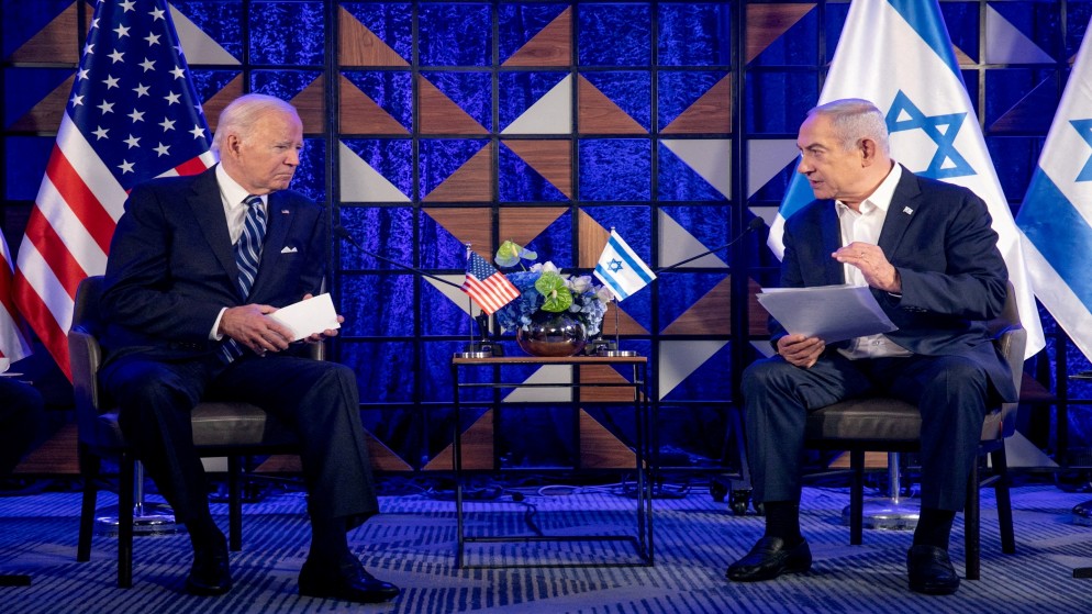 لقاء سابق للرئيس الأميركي جو بايدن مع رئيس الوزراء الإسرائيلي بنيامين نتنياهو. (رويترز)