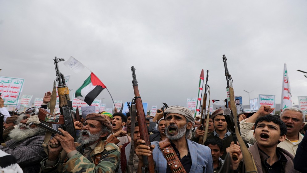 تظاهرة في صنعاء دعما للفلسطينيين في قطاع غزة. (رويترز)