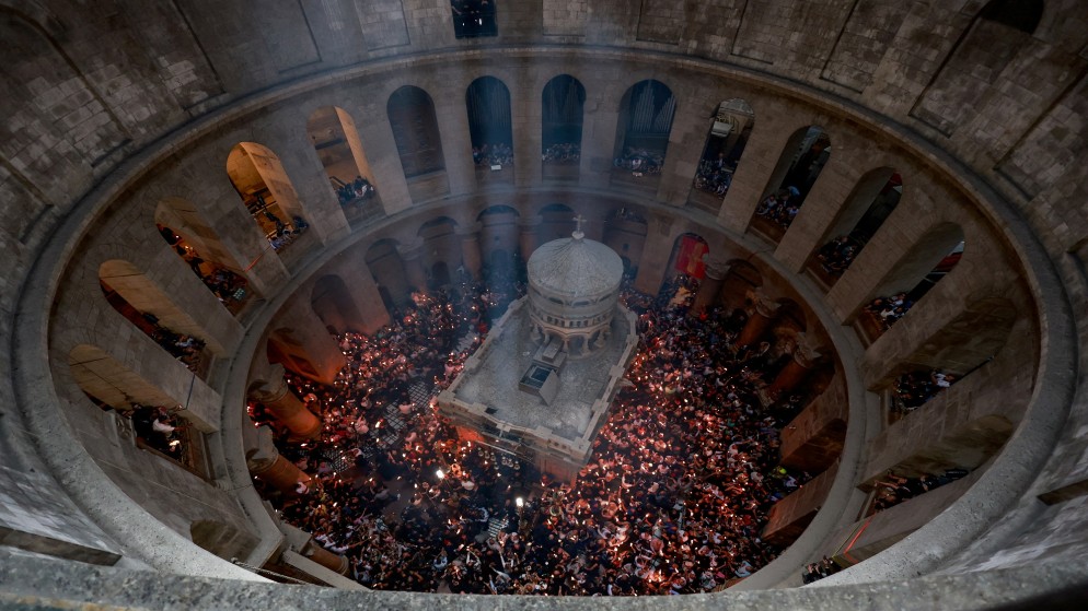 كنيسة القيامة في البلدة القديمة بالقدس، 4 مايو 2024. (رويترز)