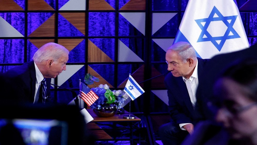 صورة سابقة للقاء الرئيس الأميركي جو بايدن مع رئيس الوزراء الإسرائيلي بنيامين نتنياهو. (رويترز)